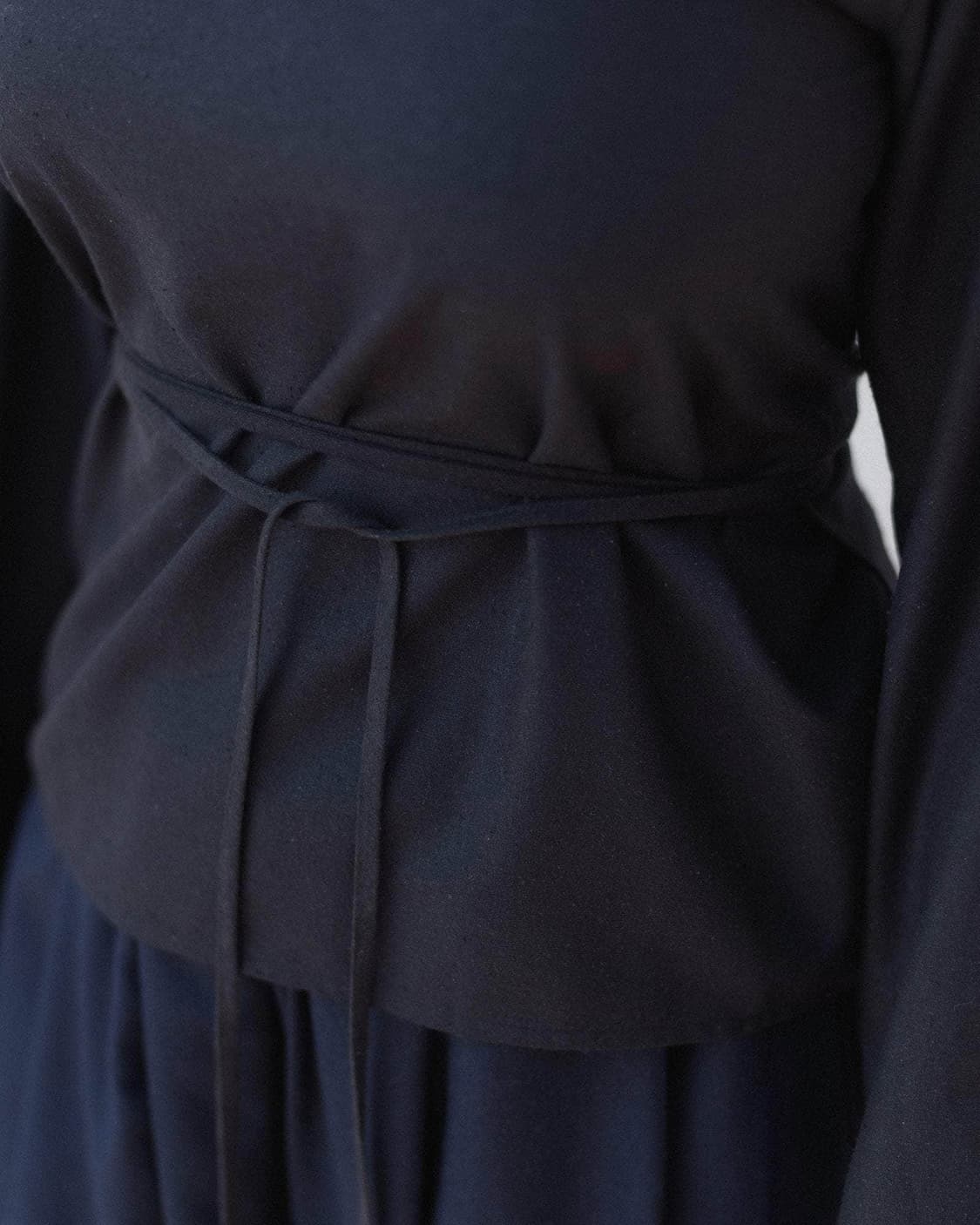 [XS,S,M]베이스레인지 25fw Apron 랩 롱 슬리브리스 탑/블랙 상품이미지4