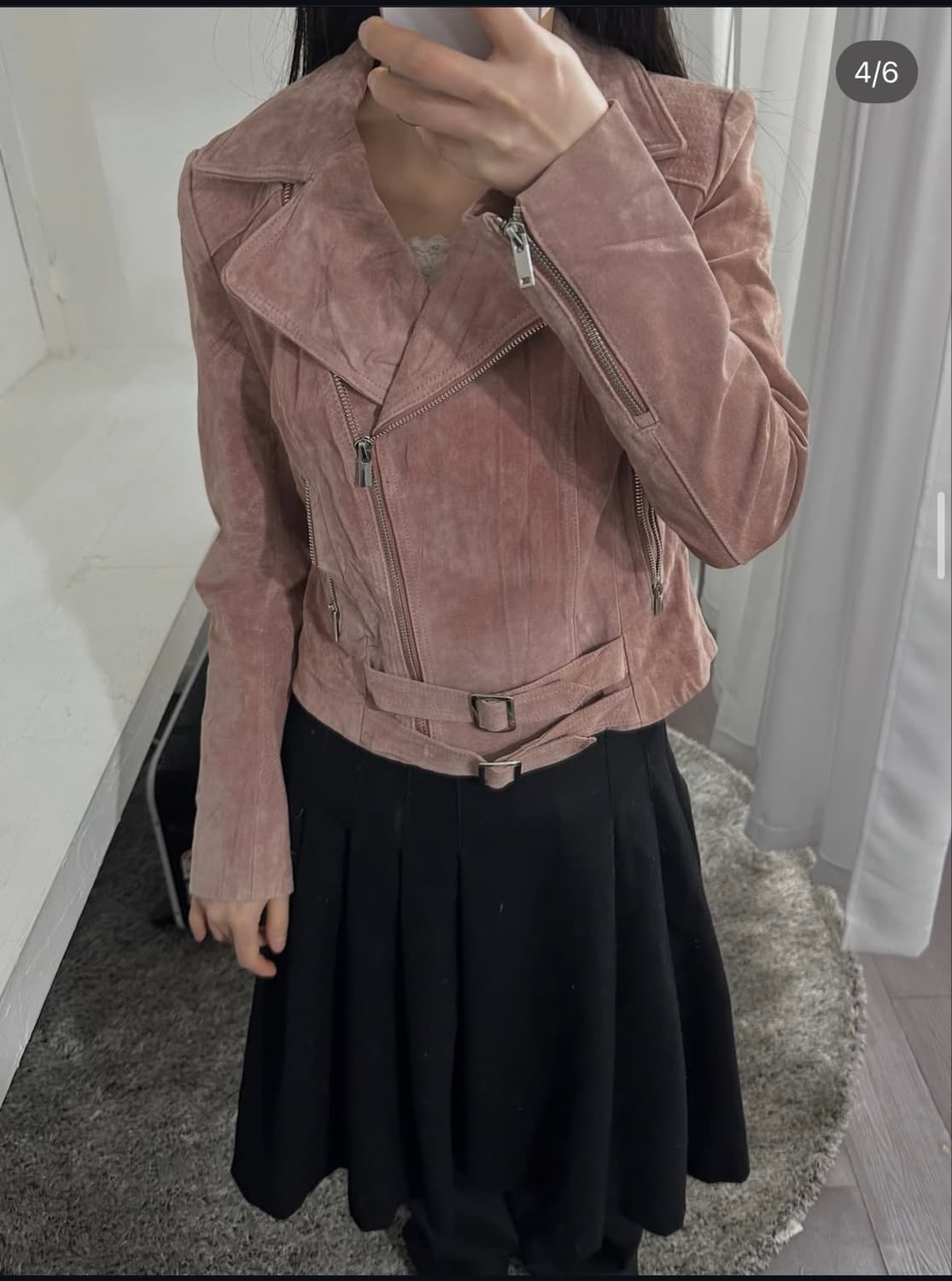 veromoda pink suede rider jacket 상품이미지3