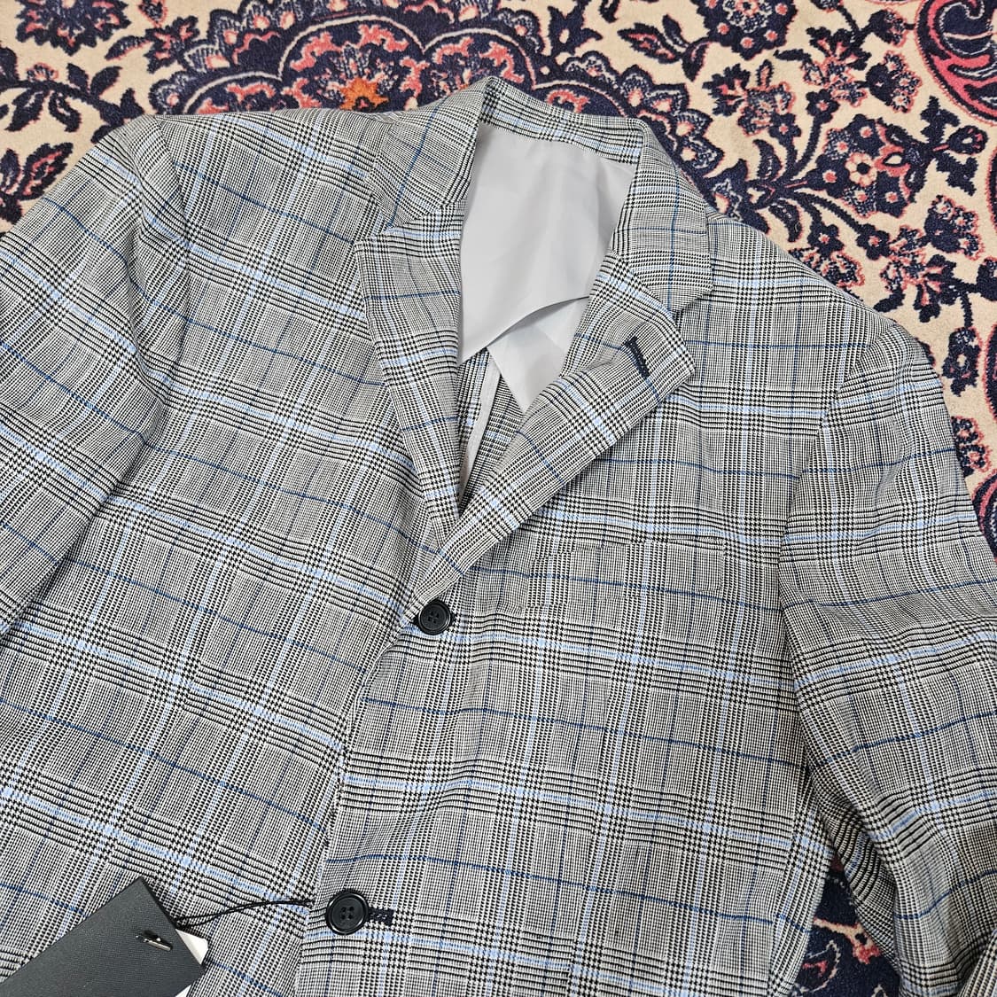  (새상품)송지오옴므 레이온 린넨 혼방 체크 3버튼 블레이져 자켓 상품이미지4