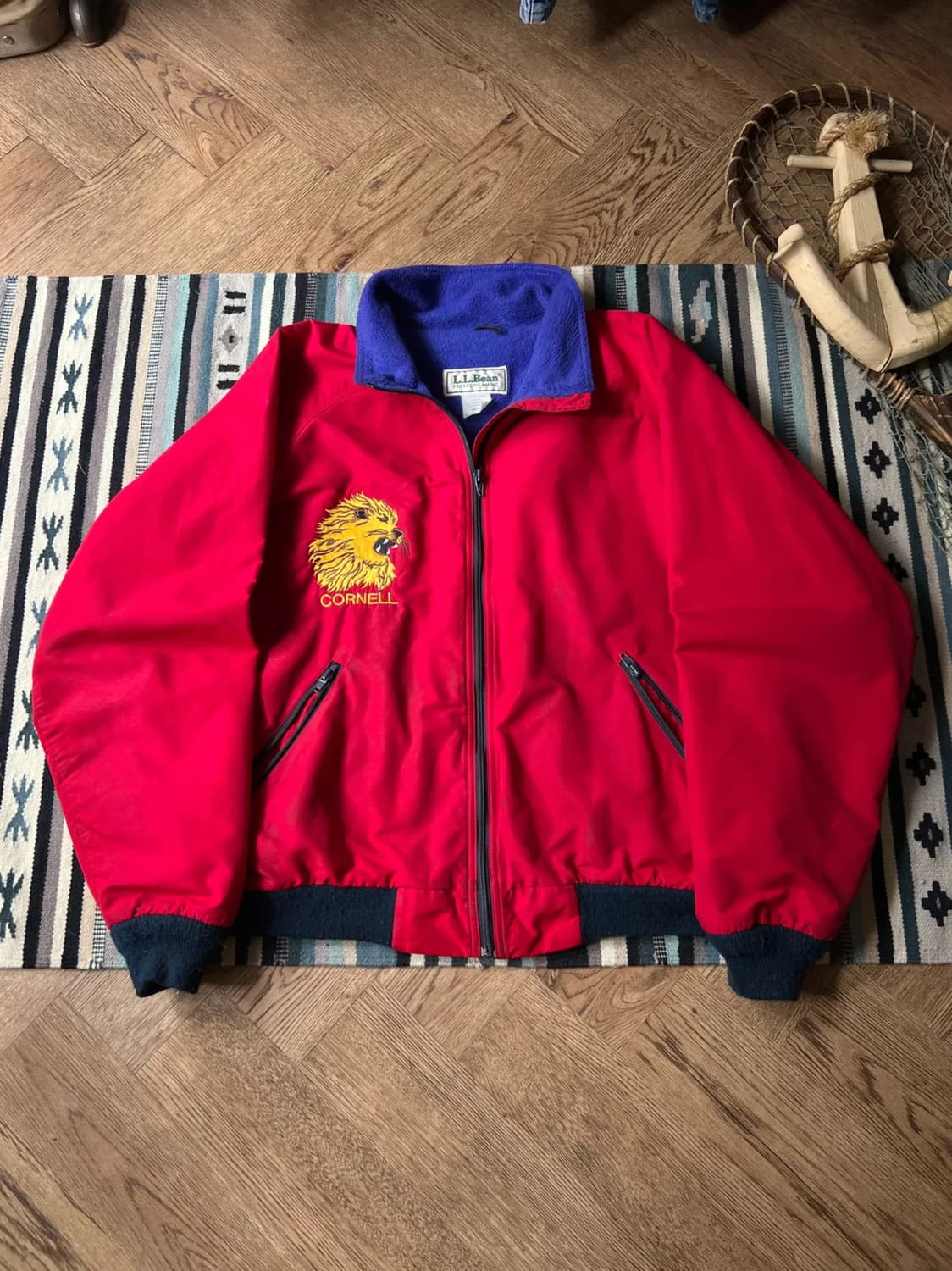 [XL]90's 엘엘빈 USA 코넬 유니버시티 플리스 웜업 자켓 상품이미지1