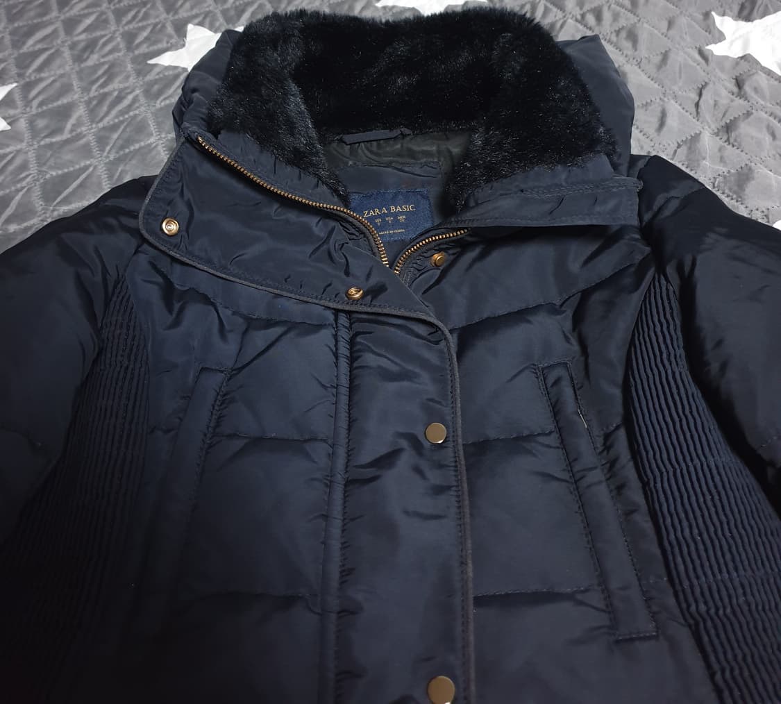 자라 베이직 넥 융털 오리털 슬림핏 패딩 (S) 상품이미지2