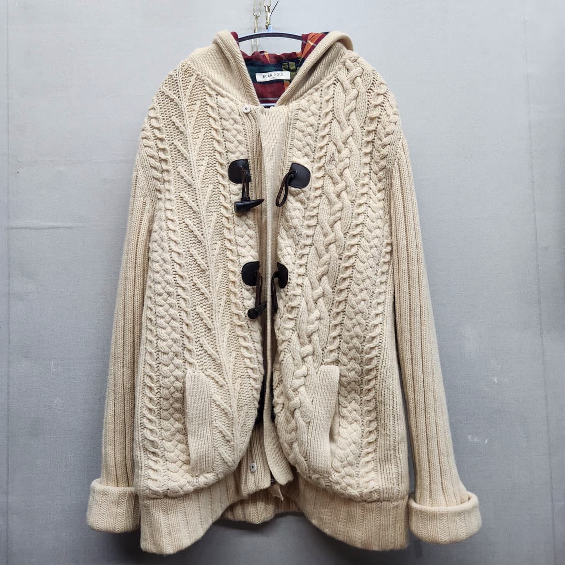 빈폴 꽈배기 니트 떡볶이 집업 코트 100(XL) 상품이미지1