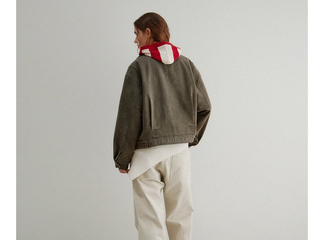 HANE 하네 플레인 버클 레더 자켓_Olive Drape 상품이미지7