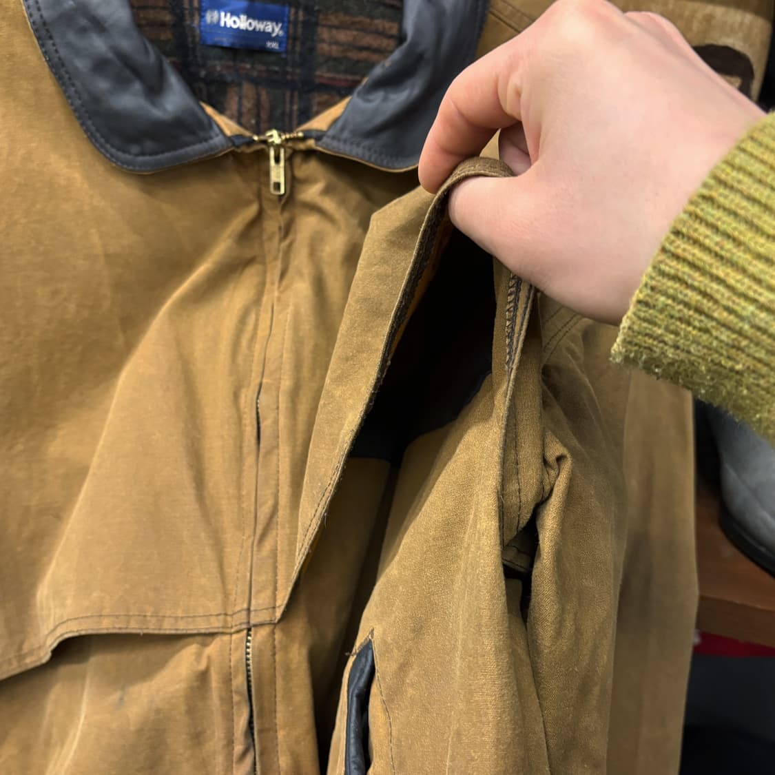 90s Holloway 체크 울 블랭킷 왁스코튼 유니온 워크자켓 N610 상품이미지6