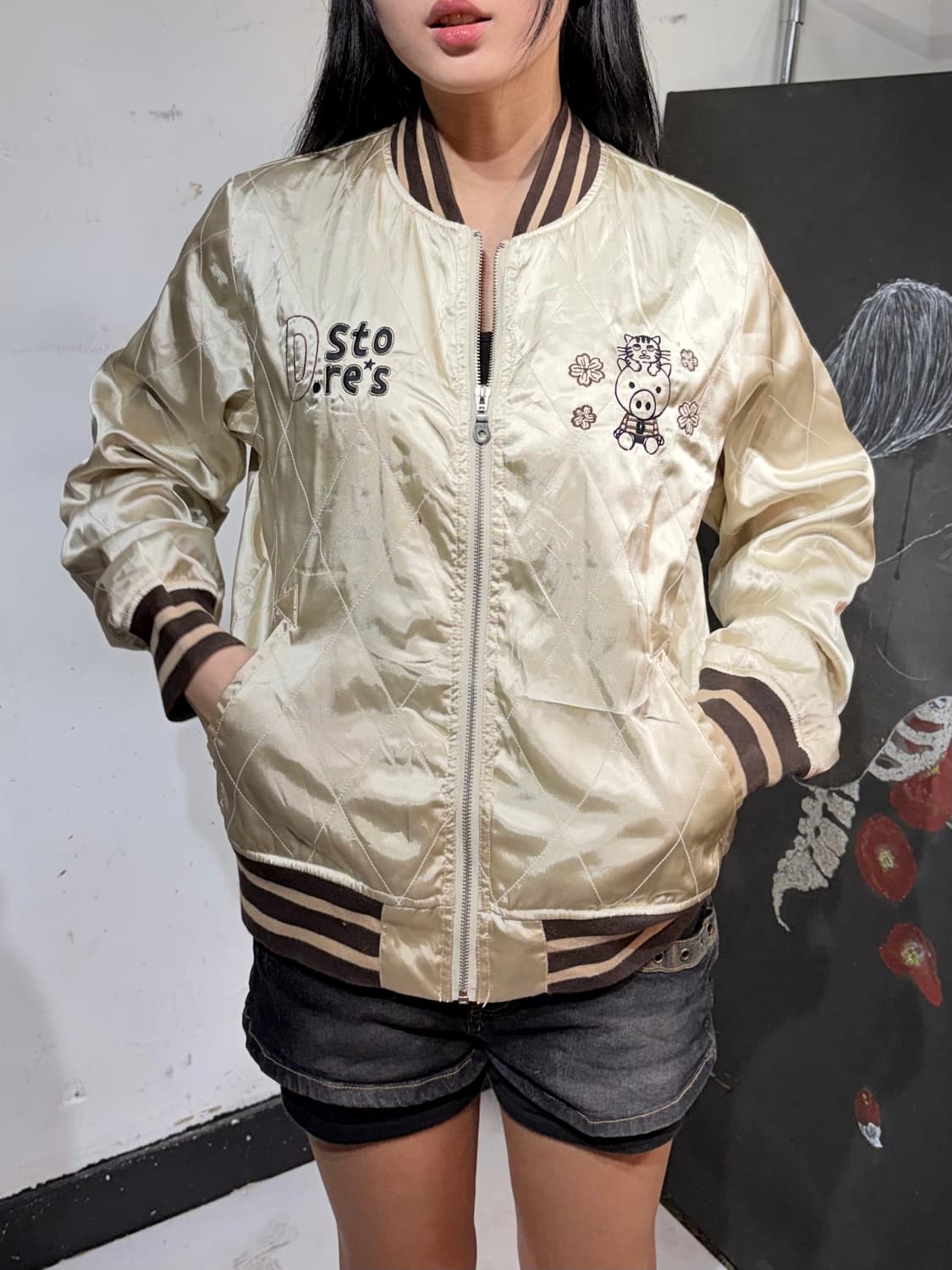 JPN 드럭스토어 일본빈티지 수니베어 스카잔 새틴 오리엔탈 스카쟌 상품이미지2