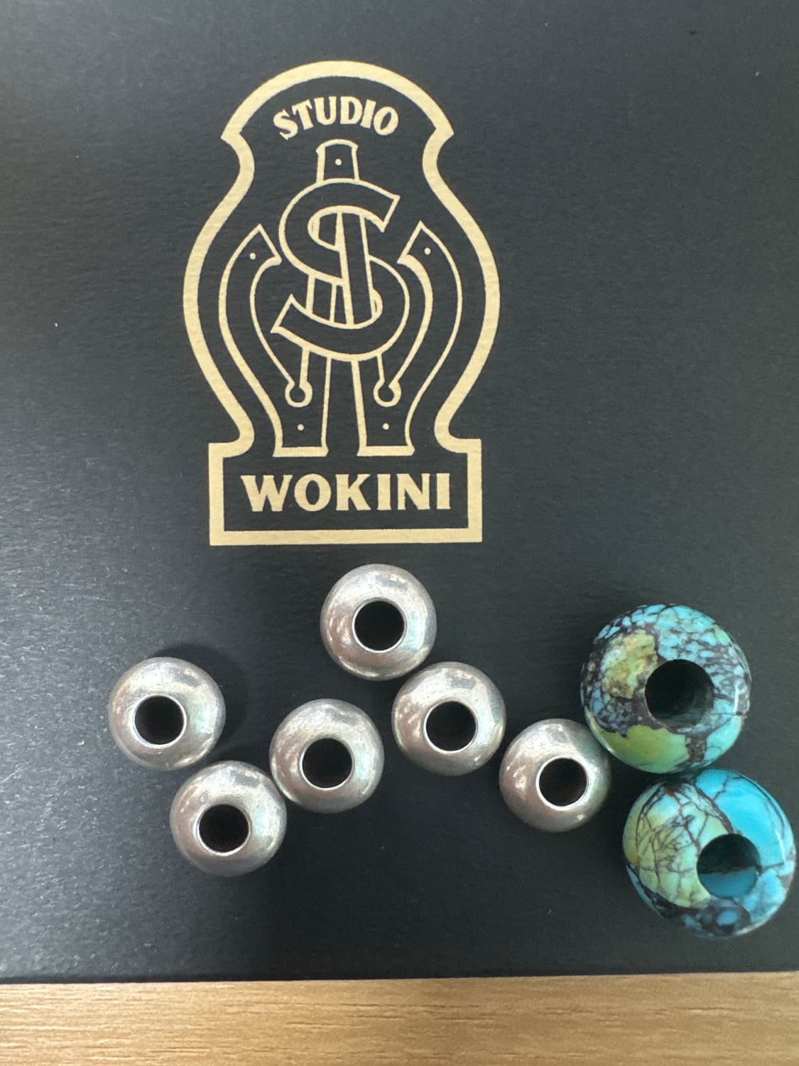 스튜디오 워키니 실버 비즈 6개+킹맨 터키석2개 일괄 고로스diy 상품이미지1