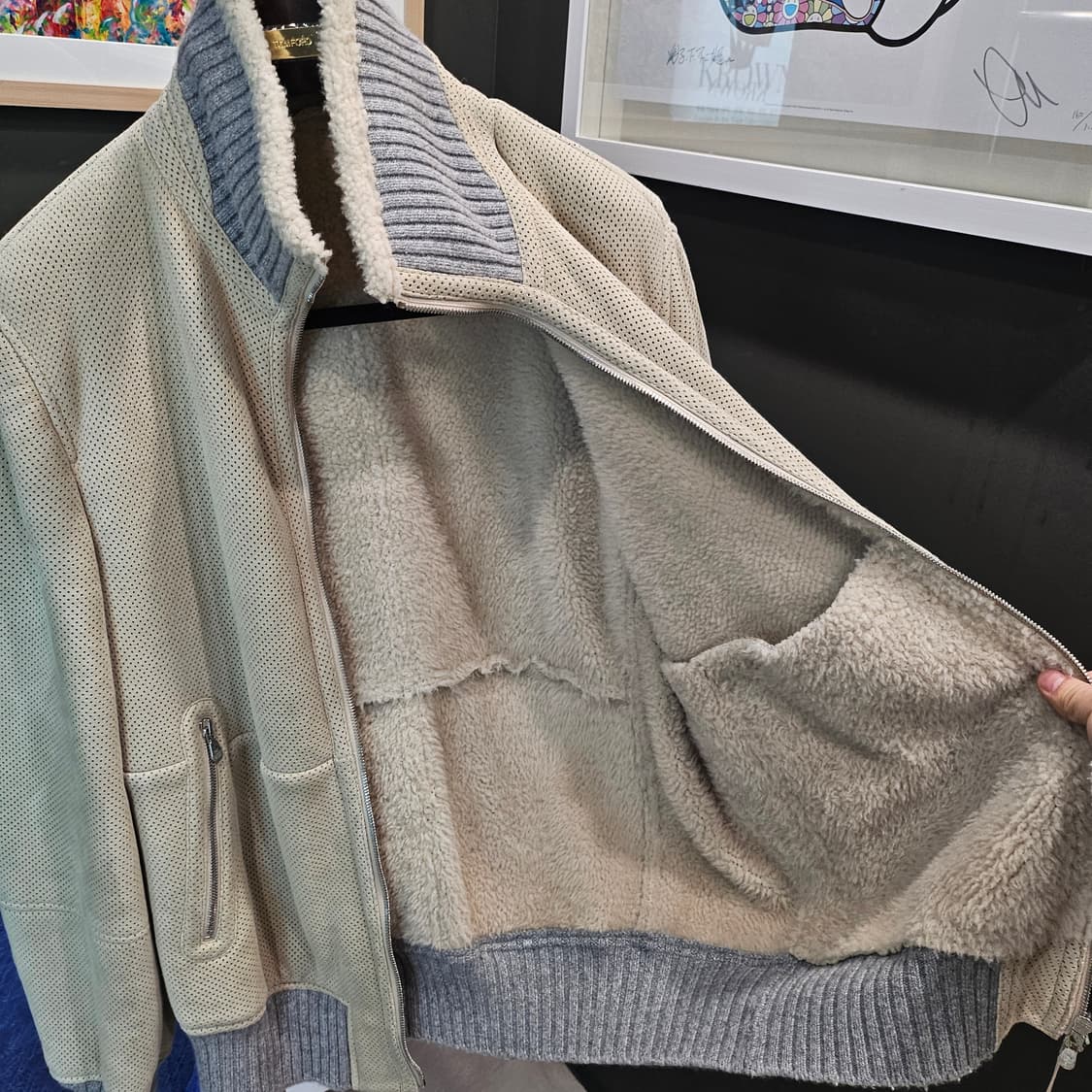 브루넬로 쿠치넬리 펀칭 스웨이드 신상 풀시어링 무스탕 상품이미지5