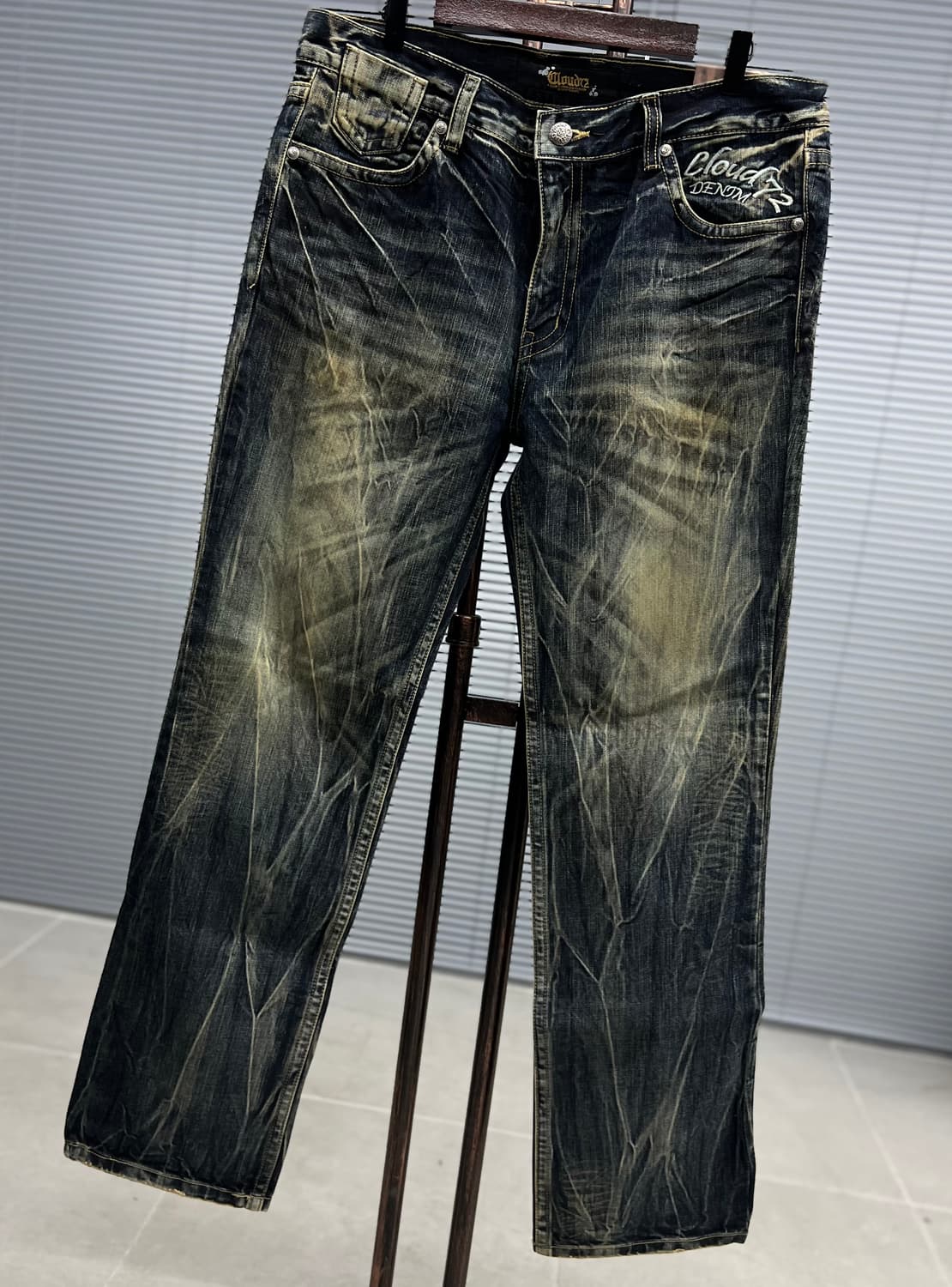 블랙&화이트 가죽스컬 데님 36 상품이미지2