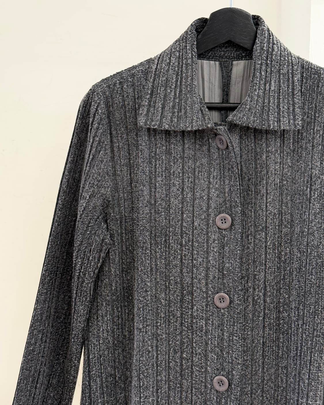 플리츠 플리즈 그레이 버튼업 롱 원피스 코트 상품이미지3