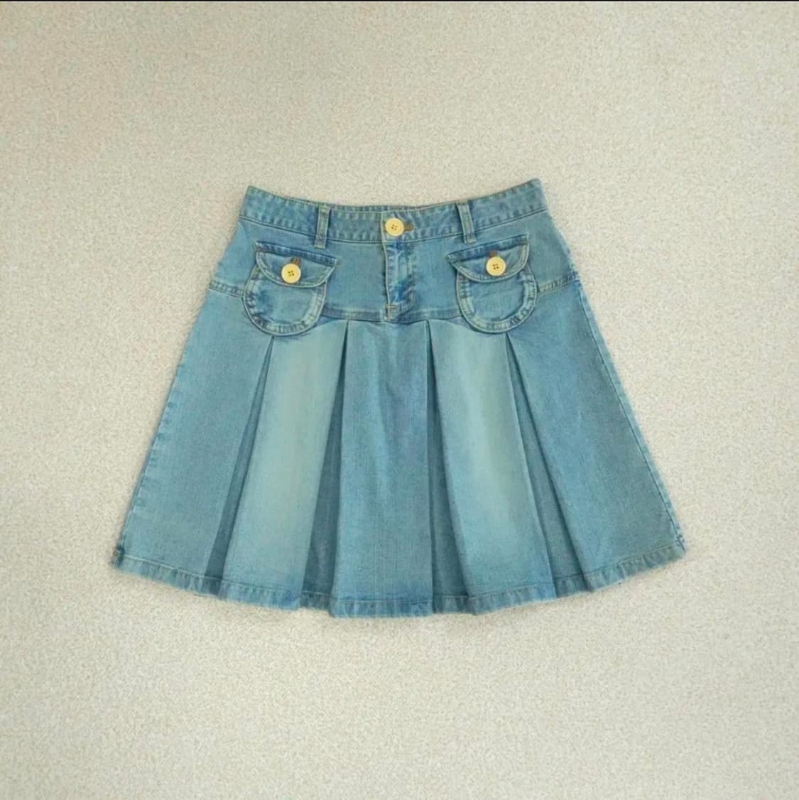 (66)올리브데올리브 여성  플리츠 데님 스커트 상품이미지3