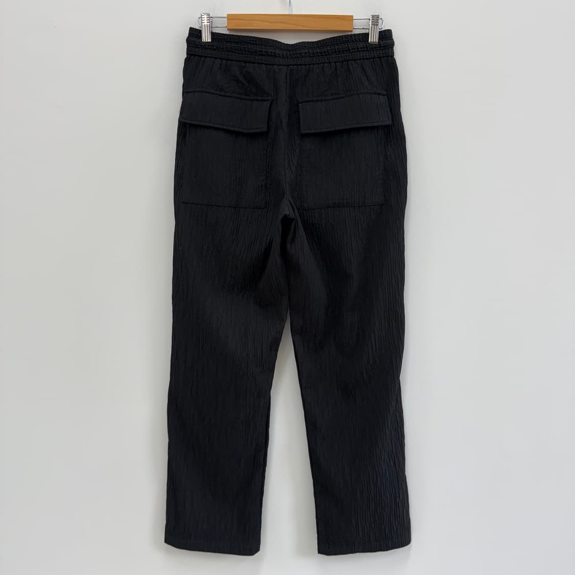 [US S] 자라 남성 백포켓 플리츠 밴딩 팬츠 바지 블랙 3704 상품이미지2