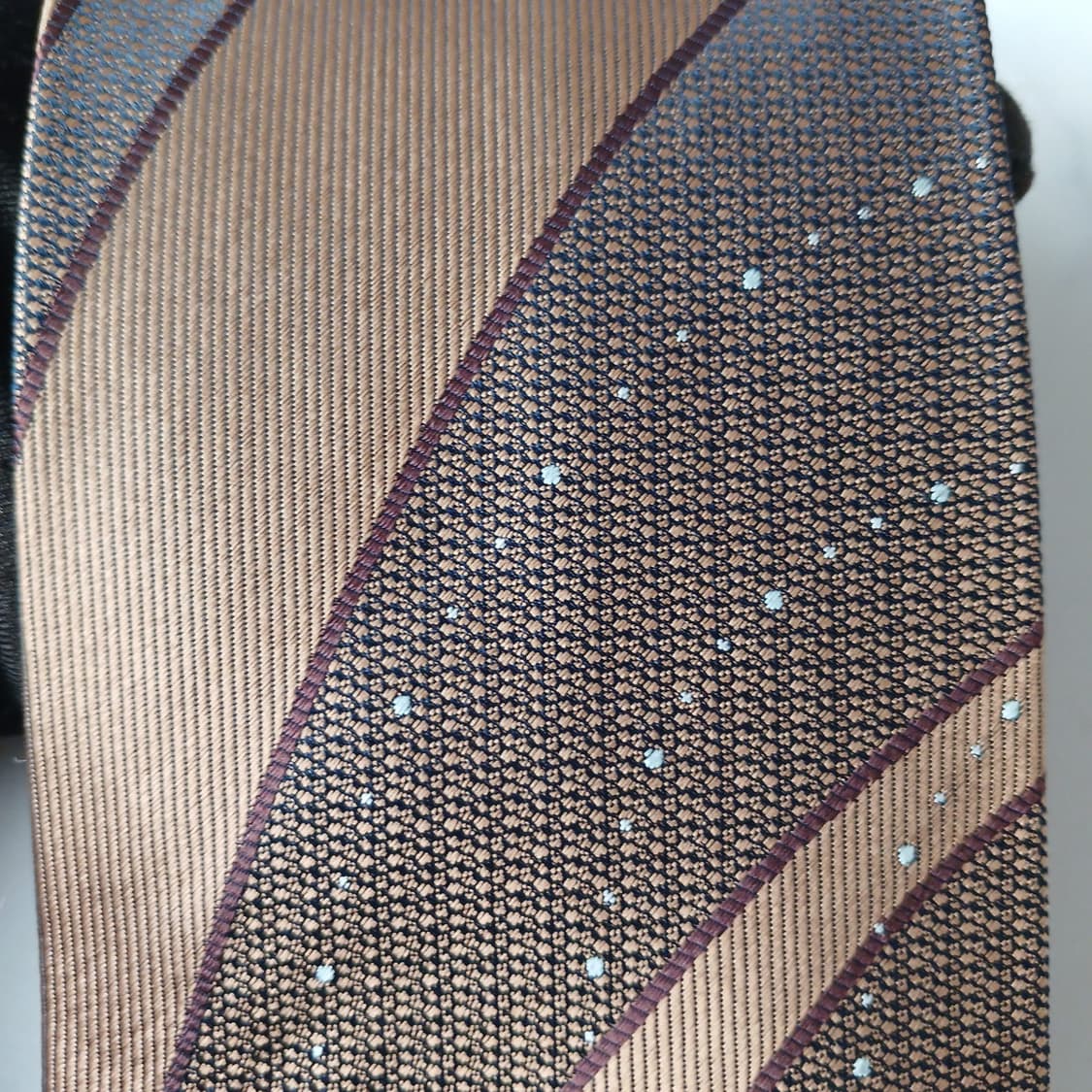 까르뱅 실크 브라운 스트라이프 넥타이 9.8cm A+등급 A19747 상품이미지8