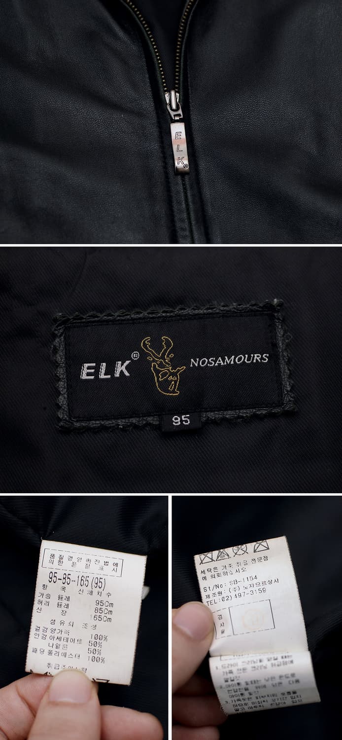 엘크 (ELK) 천연 양가죽 헨리넥 집업 싱글 라이더 자켓 (100) 상품이미지10