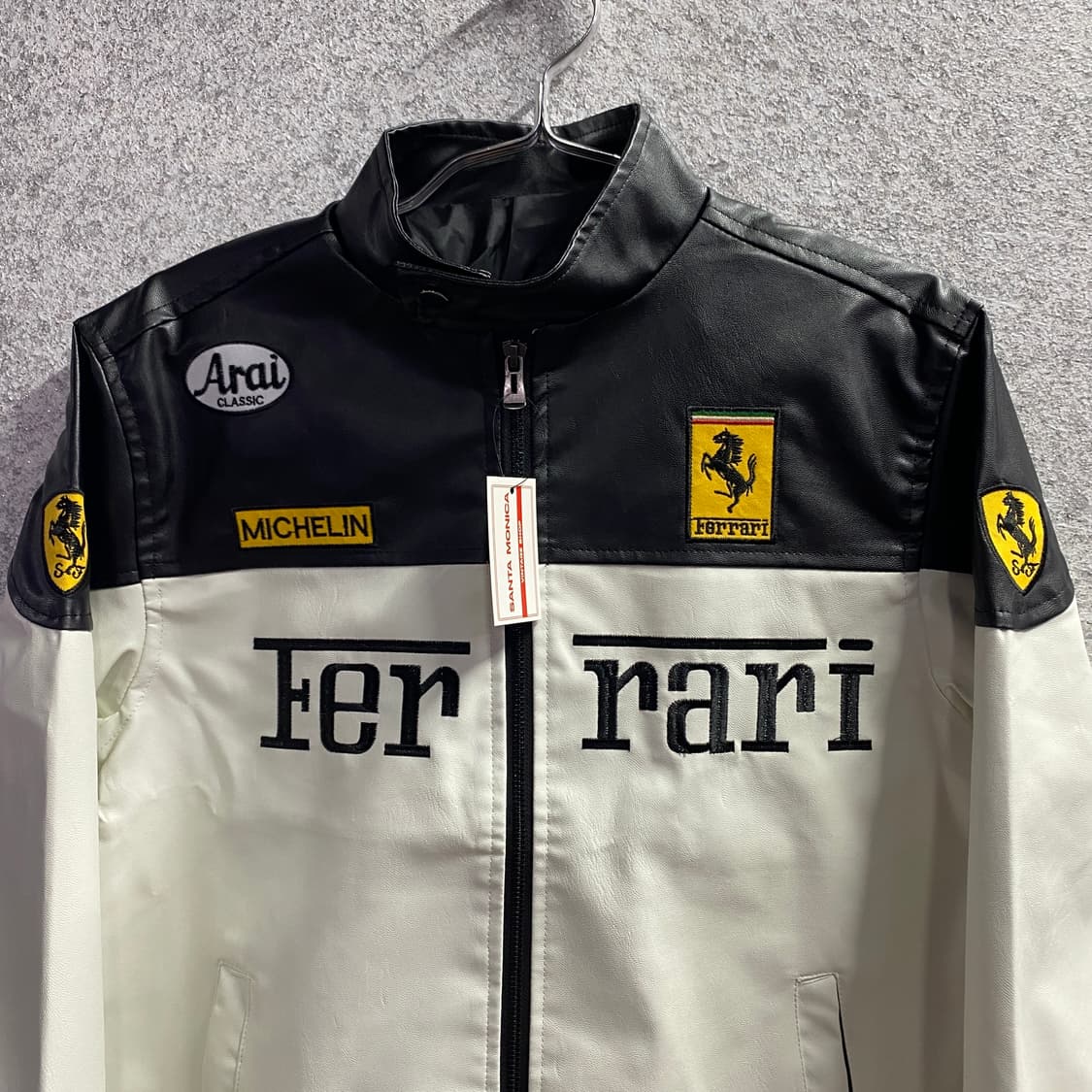 페라리 F1 자수로고 블랙 레더자켓 B3621 상품이미지3