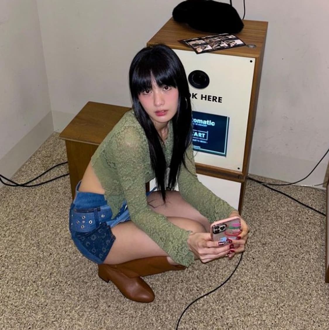 expired girl chloe lace blouse olive M 상품이미지5