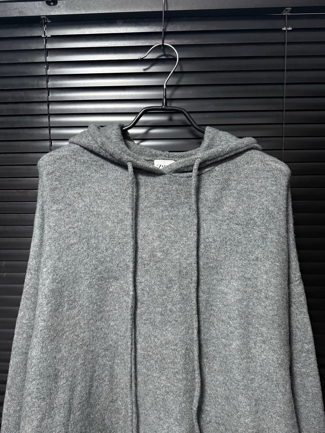 자라 후드 니트 그레이 회색 오버핏 후디 울 M 95 미니멀 스웨터 끈 상품이미지3