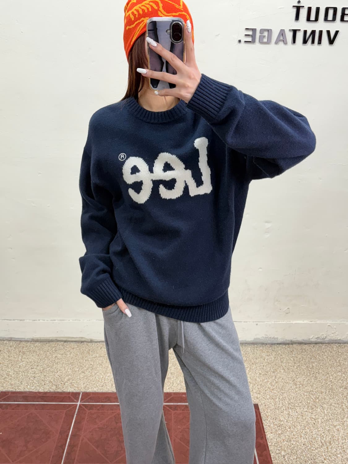 LEE 니트 네이비 상품이미지1