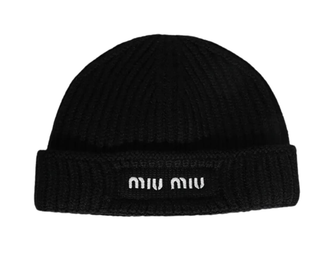 미우미우 울 비니 블랙 화이트 M 상품이미지1