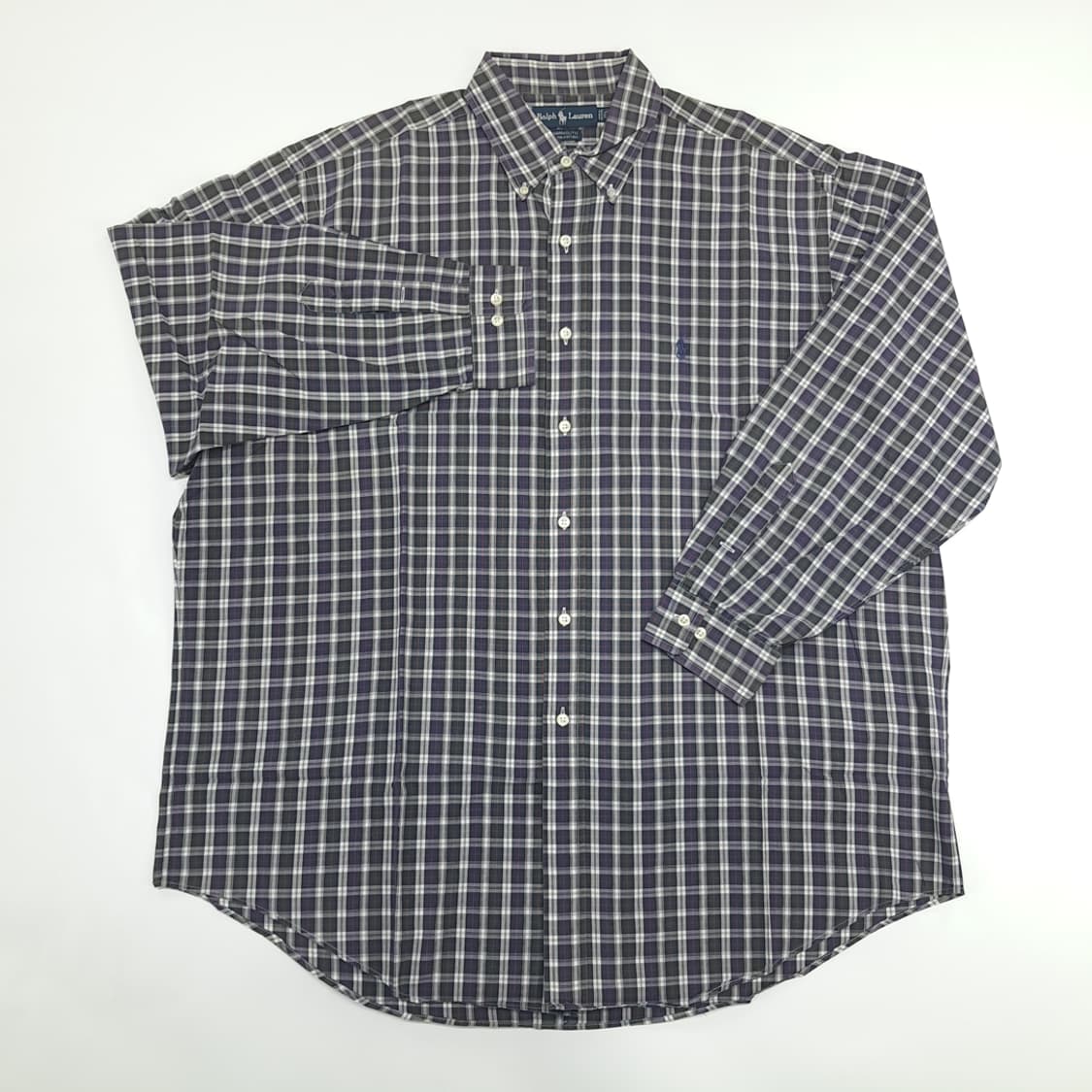 Co898 XL 폴로 랄프로렌 퍼플그린 스몰타탄체크 긴팔 셔츠 남방 상품이미지2