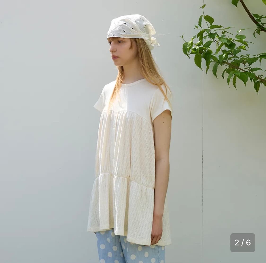 펀프롬펀 쉬어리 티어드 탑 크림 상품이미지2