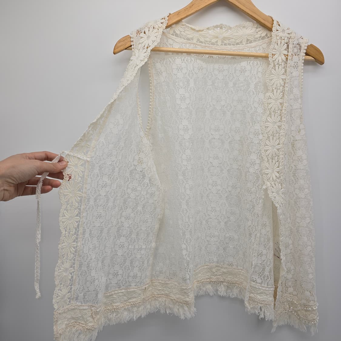 아이보리 레이스 끈 장식 조끼 / 레이스 보헤미안 베스트 상품이미지7