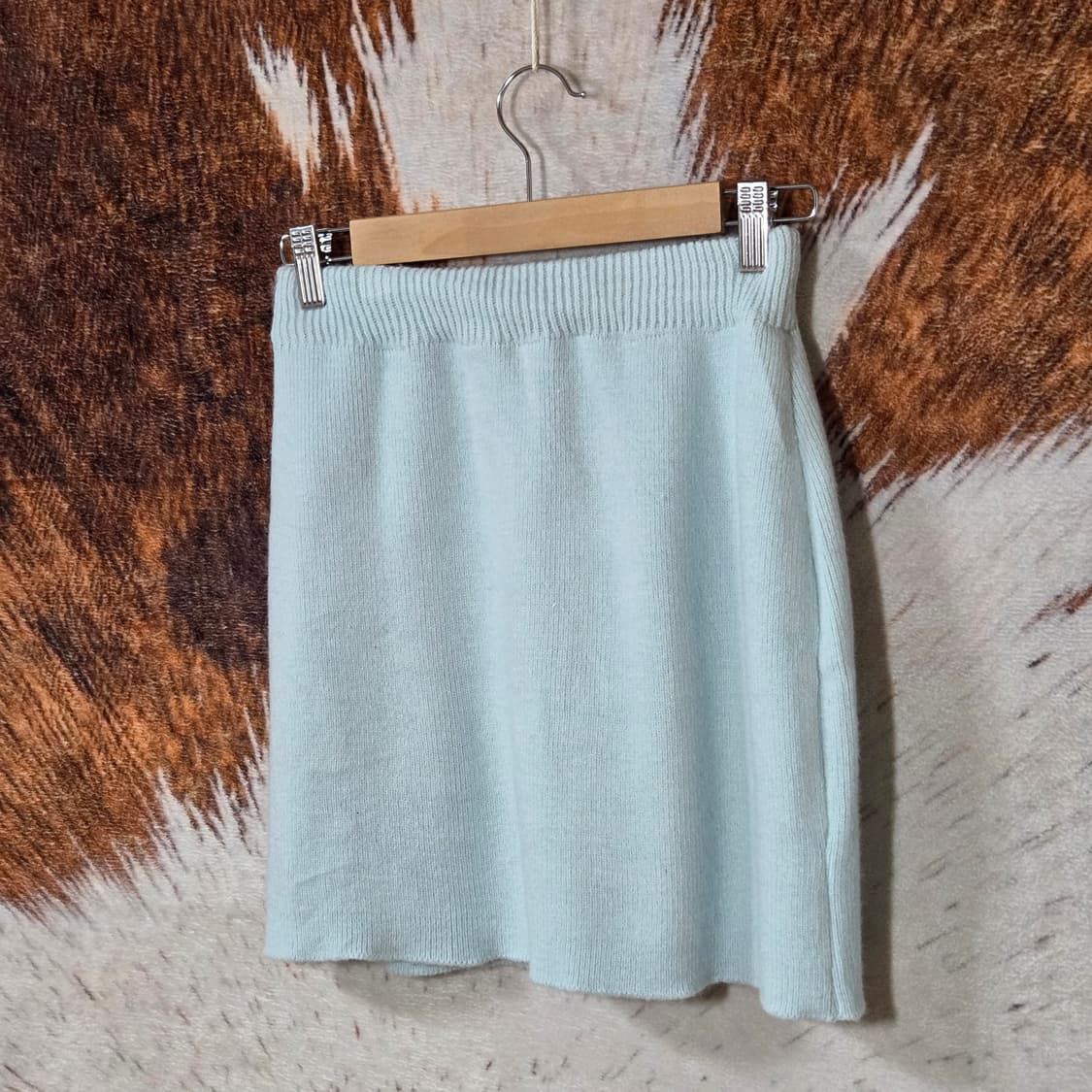 스카이블루 반폴라 니트 스커트 셋업 상품이미지4