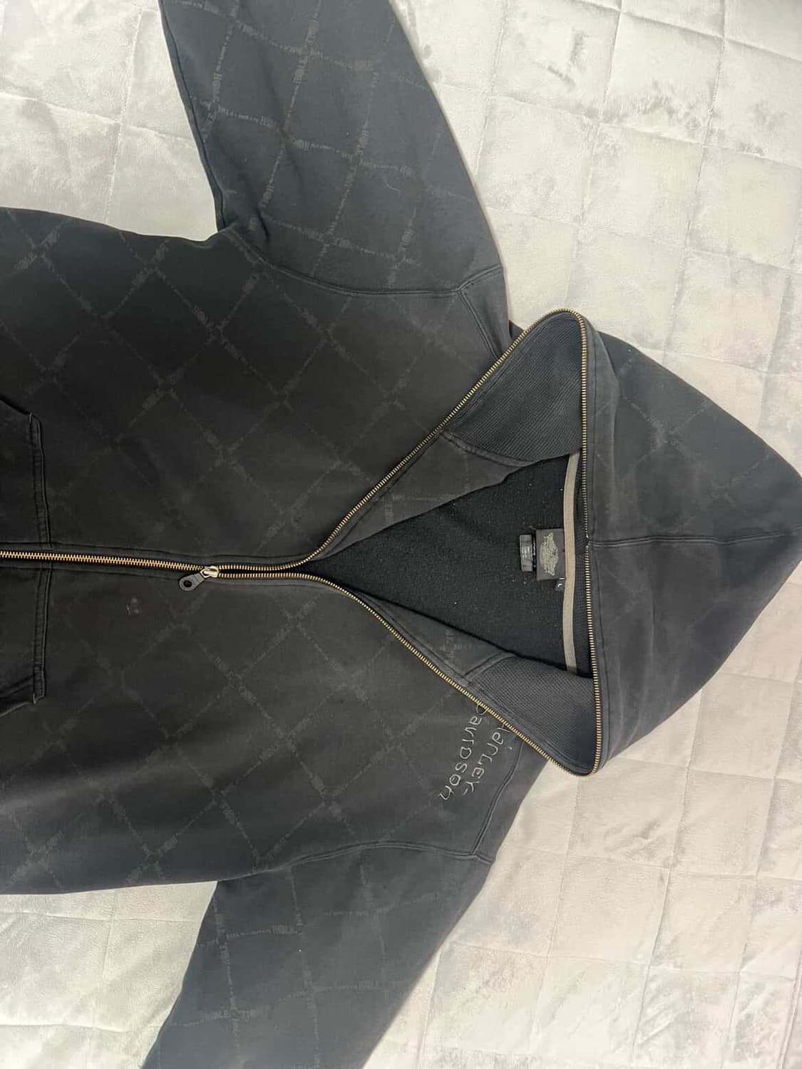 할리데이비슨 오버 사이즈 체크 자수 후드 집업 상품이미지4