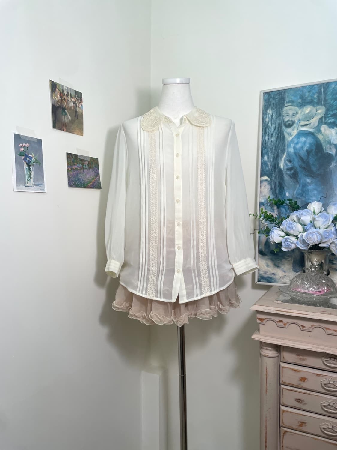butterivory lace collar chiffon blouse 상품이미지1