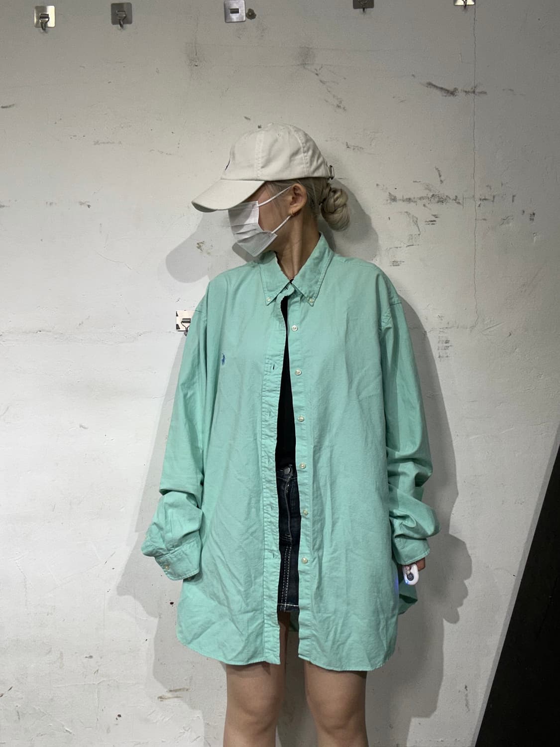 랄프 로렌 민트 신형 솔리드 단색 오버핏 셔츠 XXL 상품이미지2