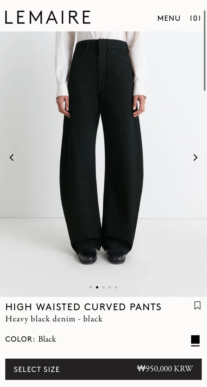 [34,36,38]르메르 26ss 하이웨스트 커브 팬츠/블랙 데님 상품이미지6