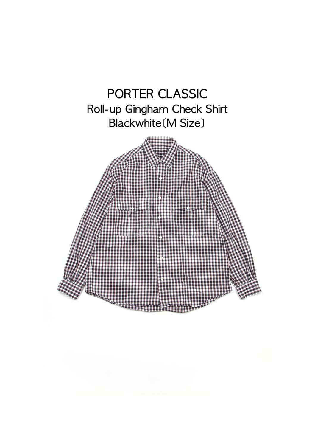 Porter classic 롤업 깅엄 체크셔츠 블랙화이트 상품이미지1