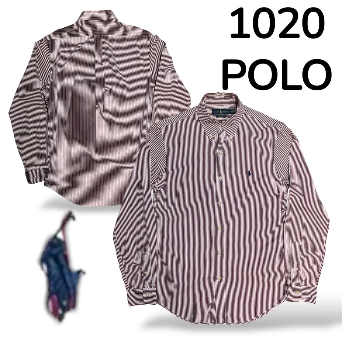 폴로 스몰 로고 스트라이프 레드 패턴 슬림핏 셔츠 M 상품이미지1