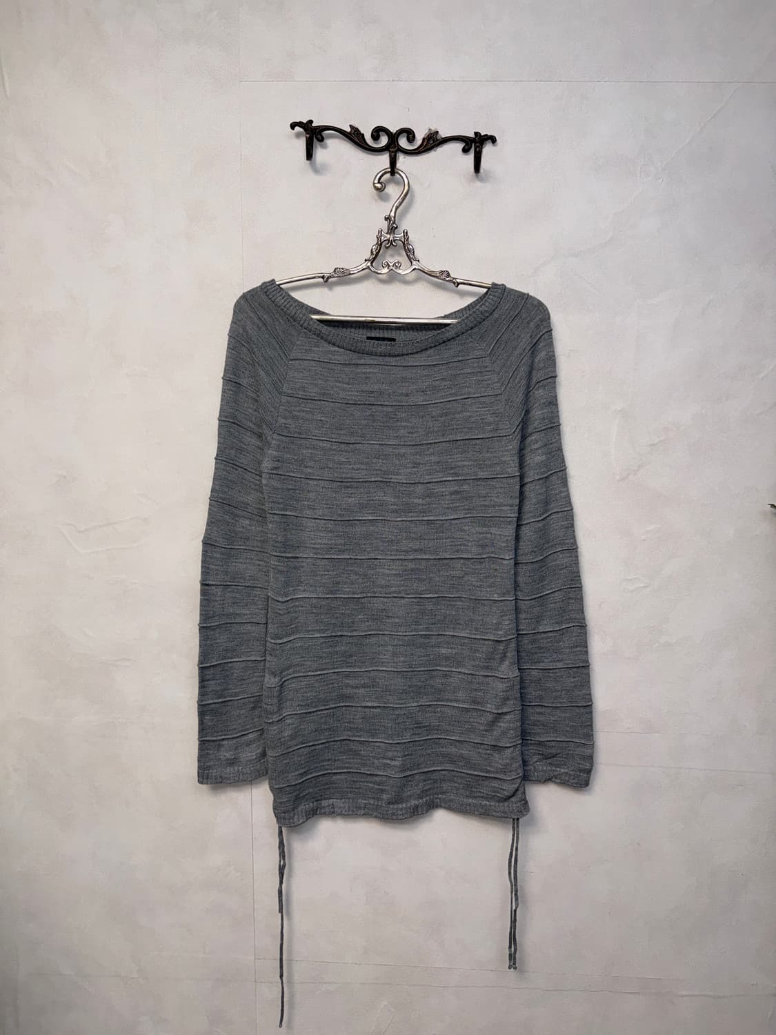 Gray side shirring loose knit  상품이미지4