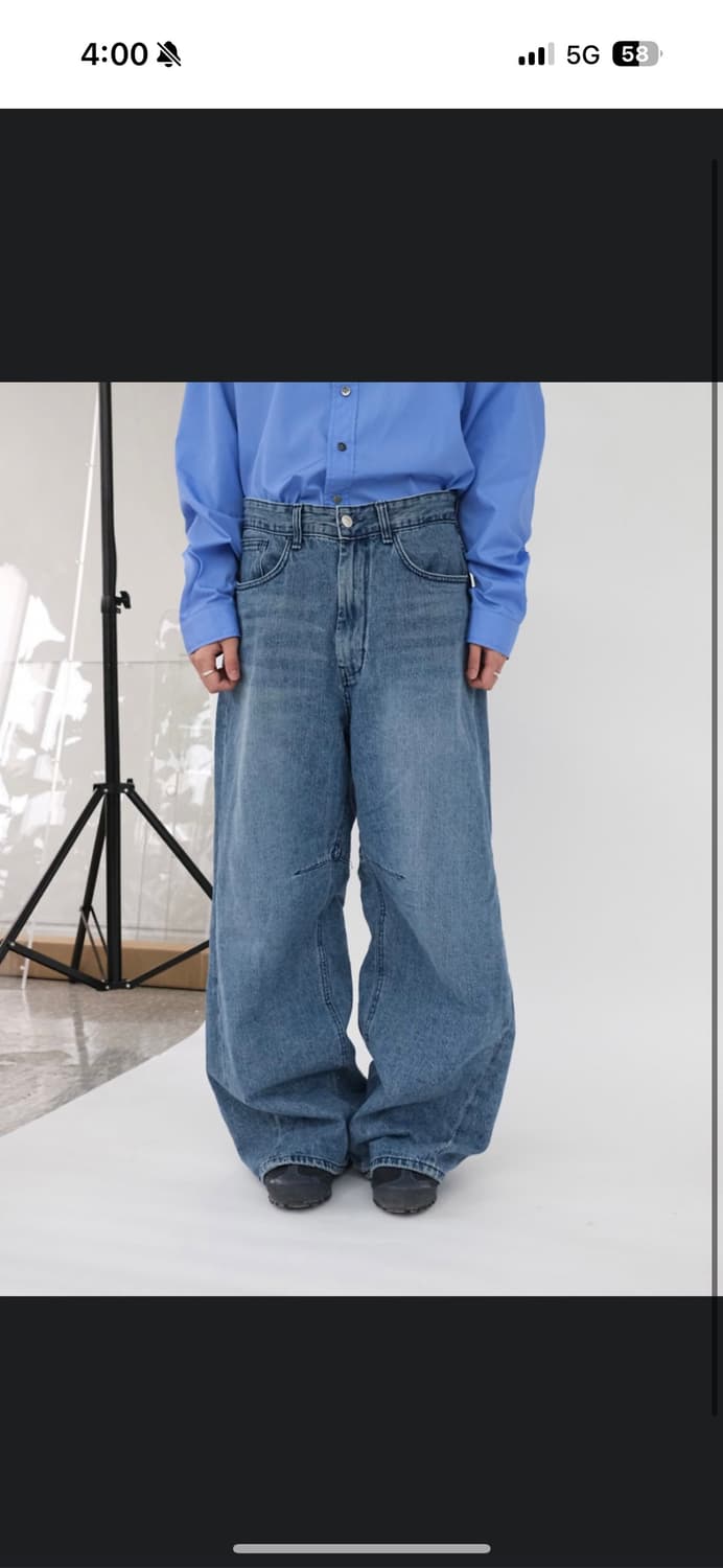 999휴머니티 커브드 헤리티지 데님 팬츠 워시드 블루 상품이미지2