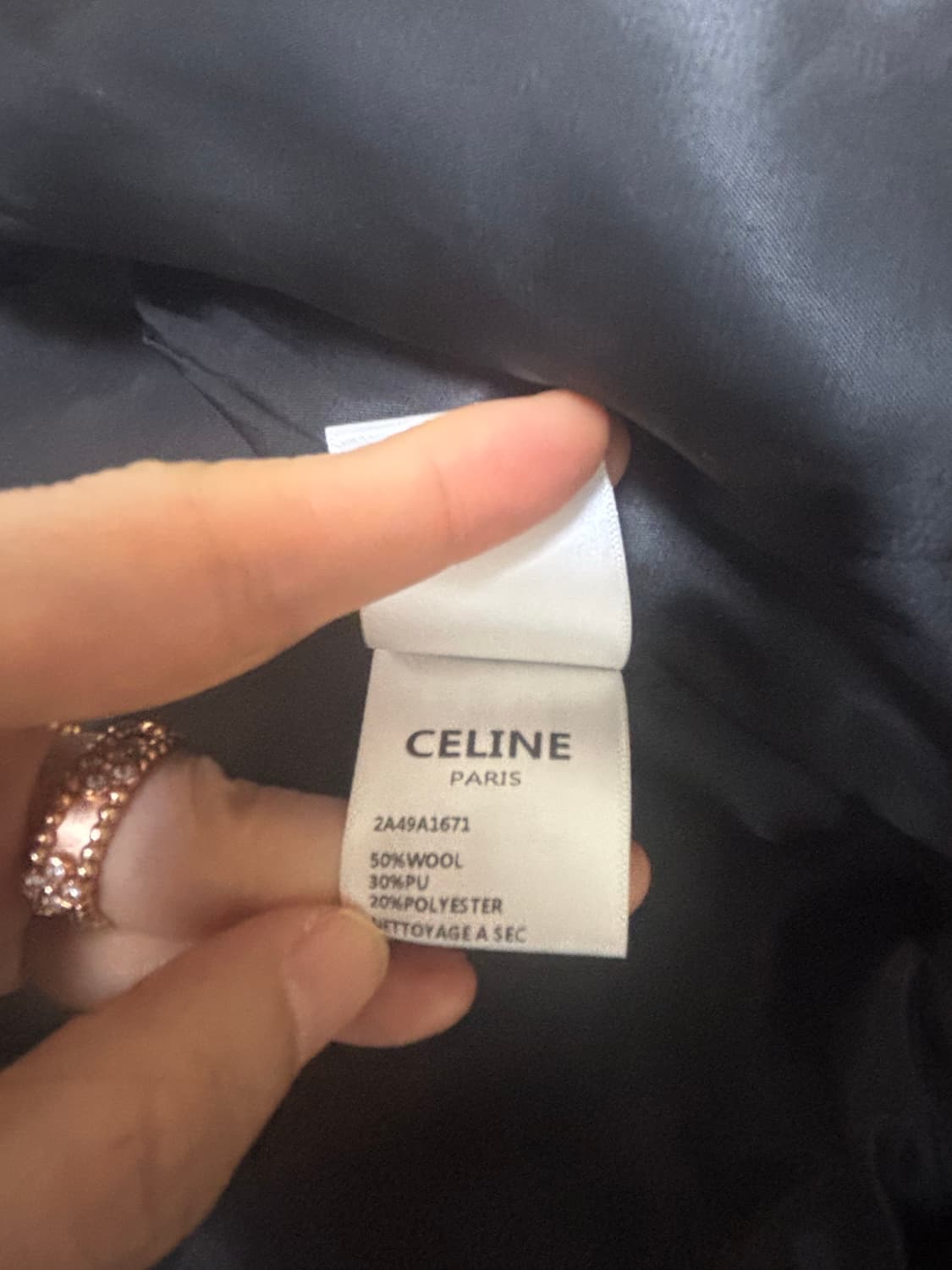 셀린느 C 로고 울 테디 레더 바시티 자켓(그린) 상품이미지4