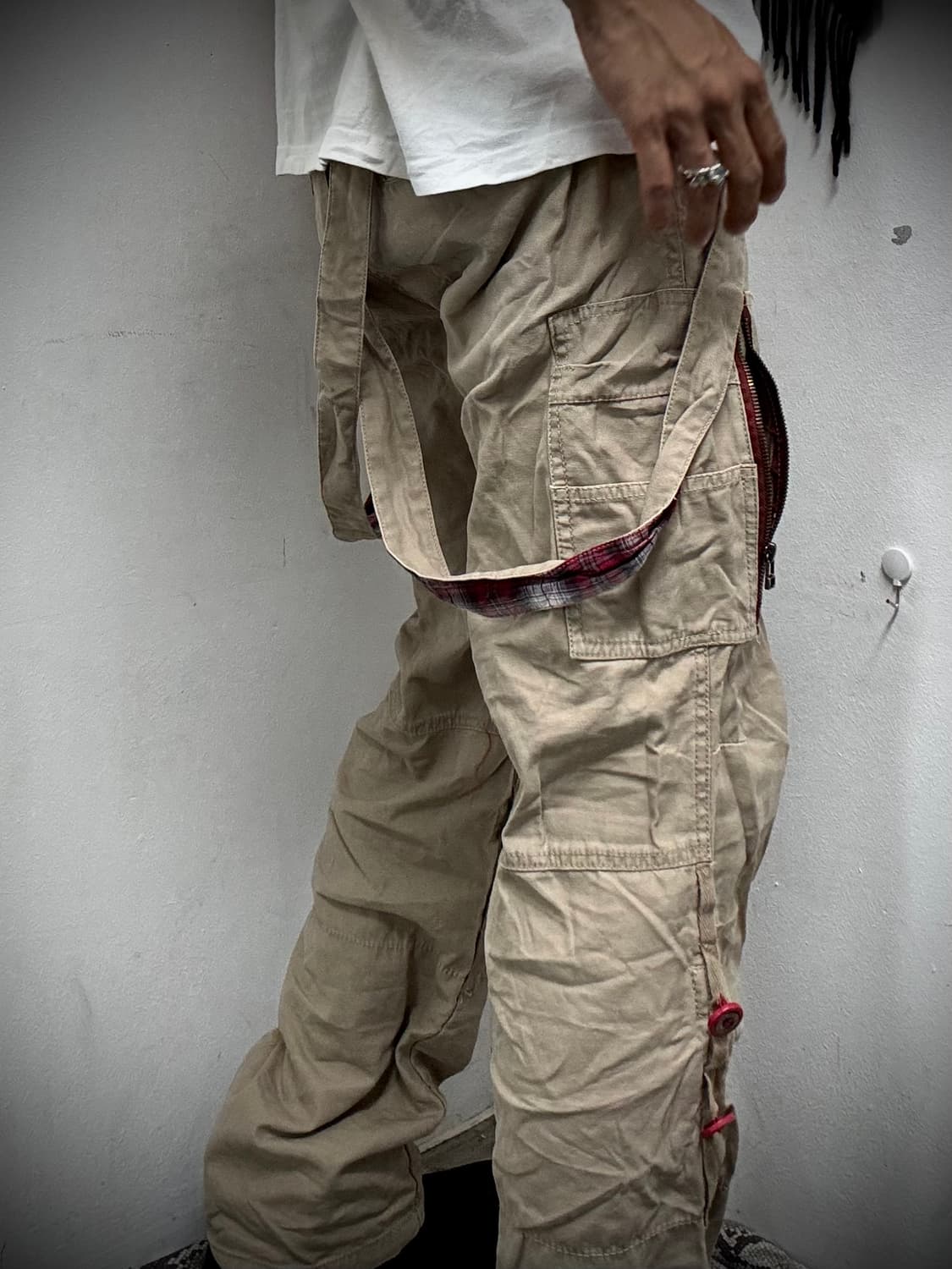 “Vintage” Y2K Mood Check Detail Cargo Be 상품이미지10