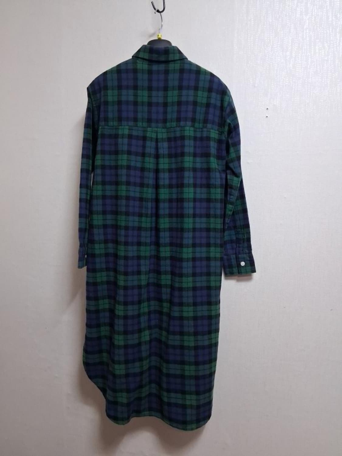 FRED PERRY 네이비그린체크 겨울 면체크  셔츠 원피스 미디 여성  상품이미지2