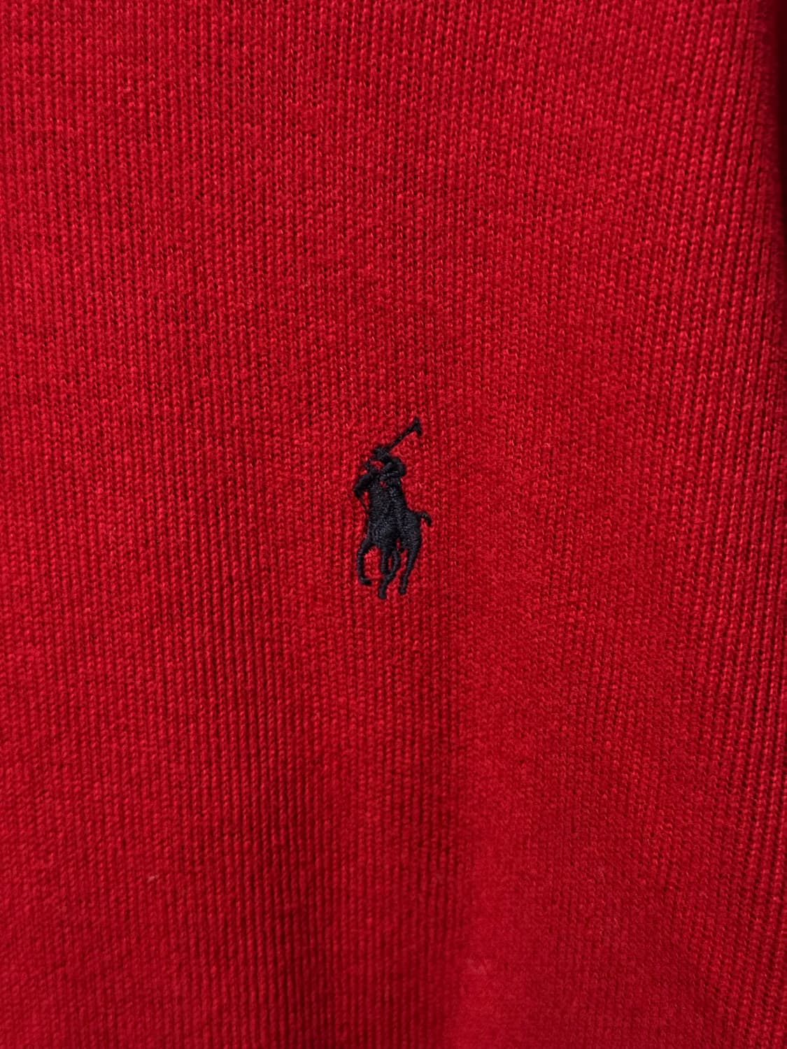 폴로 랄프로렌 레드 빨강 반집업 니트 2XL XXL 110 큰옷 긴팔 상품이미지3