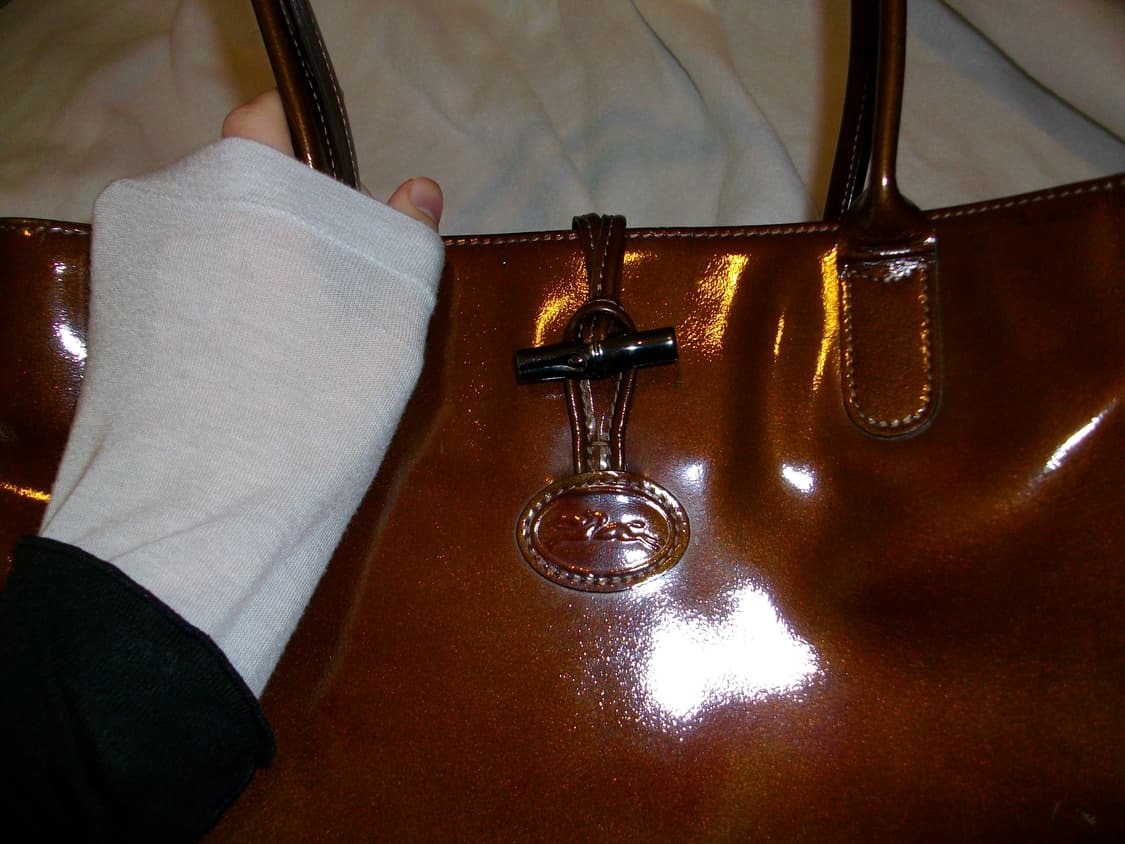 롱샴 브라운 레더 핸드백 상품이미지1