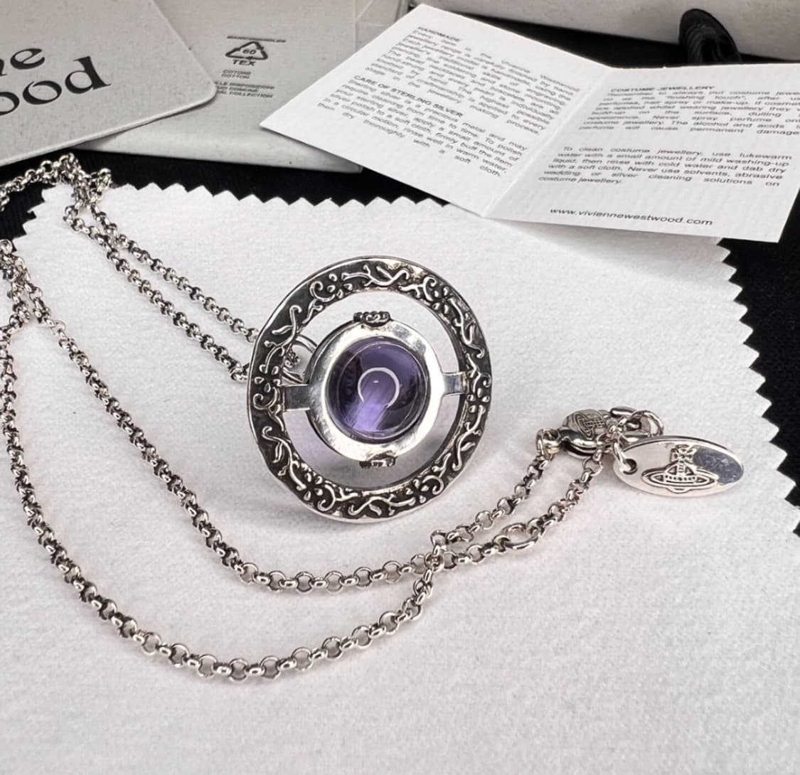 비비안웨스트우드 아카이브 퍼플 자수정 엔틱 3d orb 팬던트 목걸이 상품이미지4