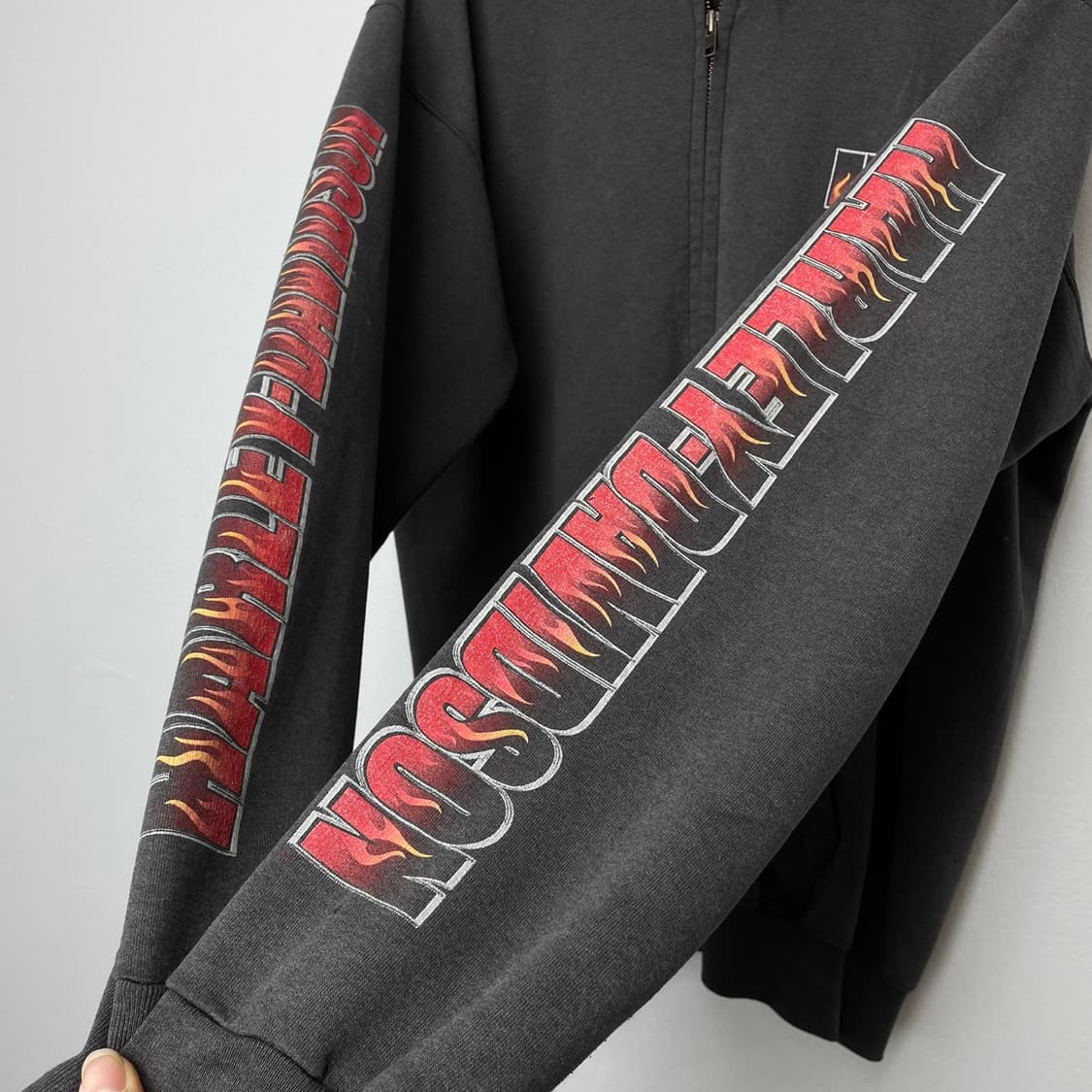 할리데이비슨 차콜그레이 빈티지 프린팅 후드집업 M 상품이미지4