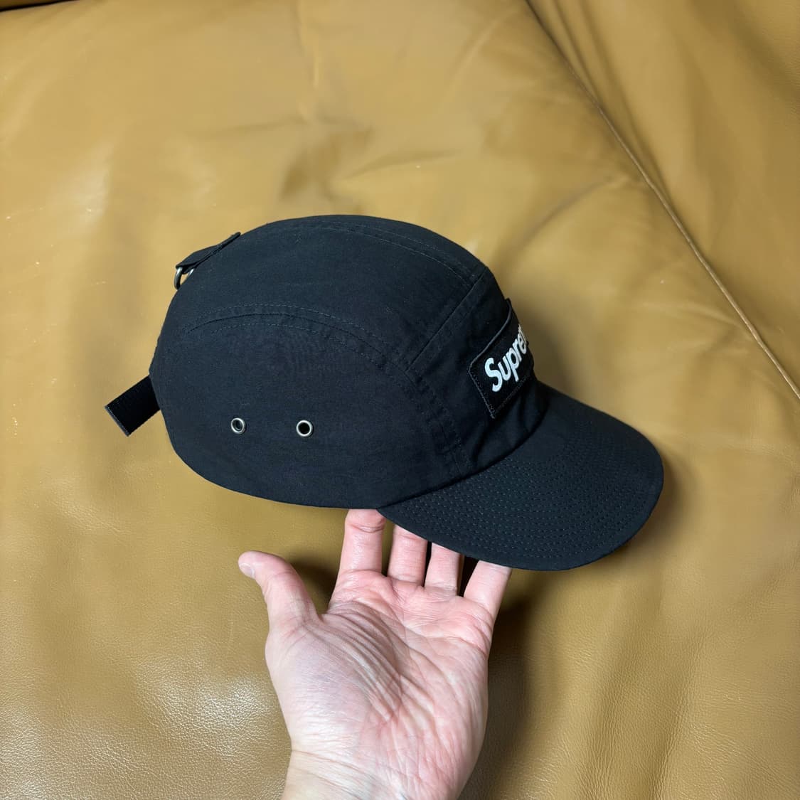 슈프림 캠프캡 모자 박스로고 왁스드 코튼 블랙 상품이미지3