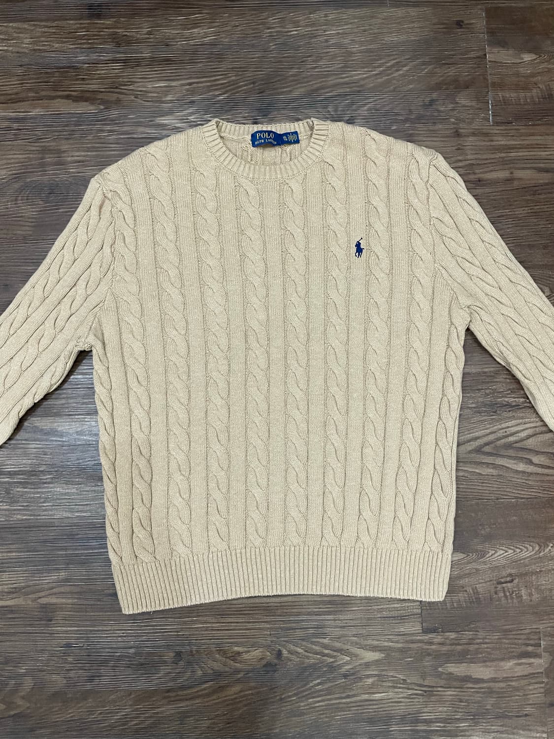 폴로 랄프로렌 베이지 케이블 니트 코튼 스웨터 상품이미지1
