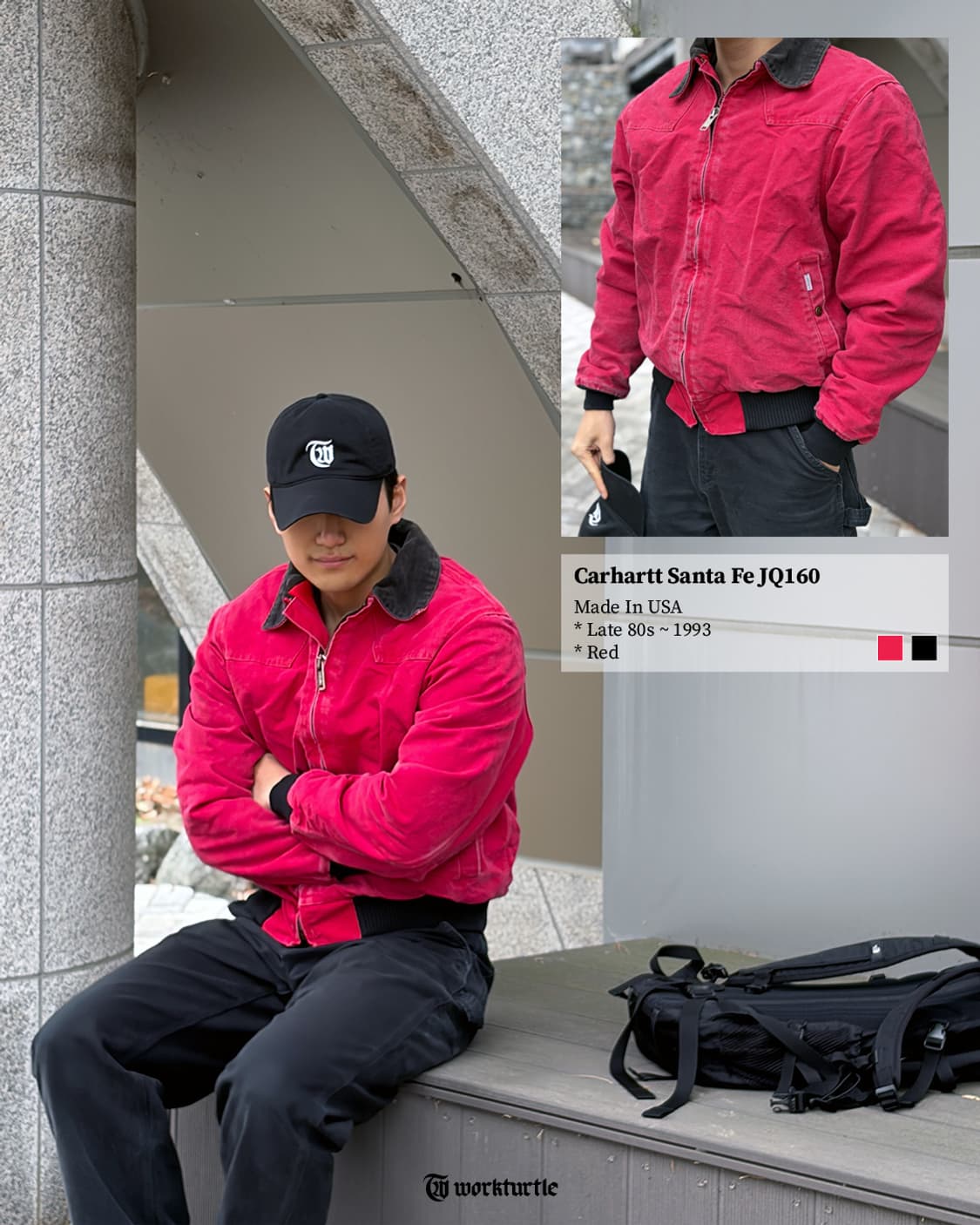 80s 칼하트 산타페 JQ160 RED M USA🇺🇸 상품이미지2