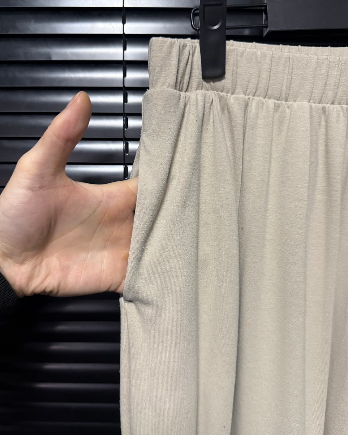 유니클로 개더 와이드 밴딩 팬츠 와이드 코튼 면 스웻 베이지 아이보리 M 상품이미지5