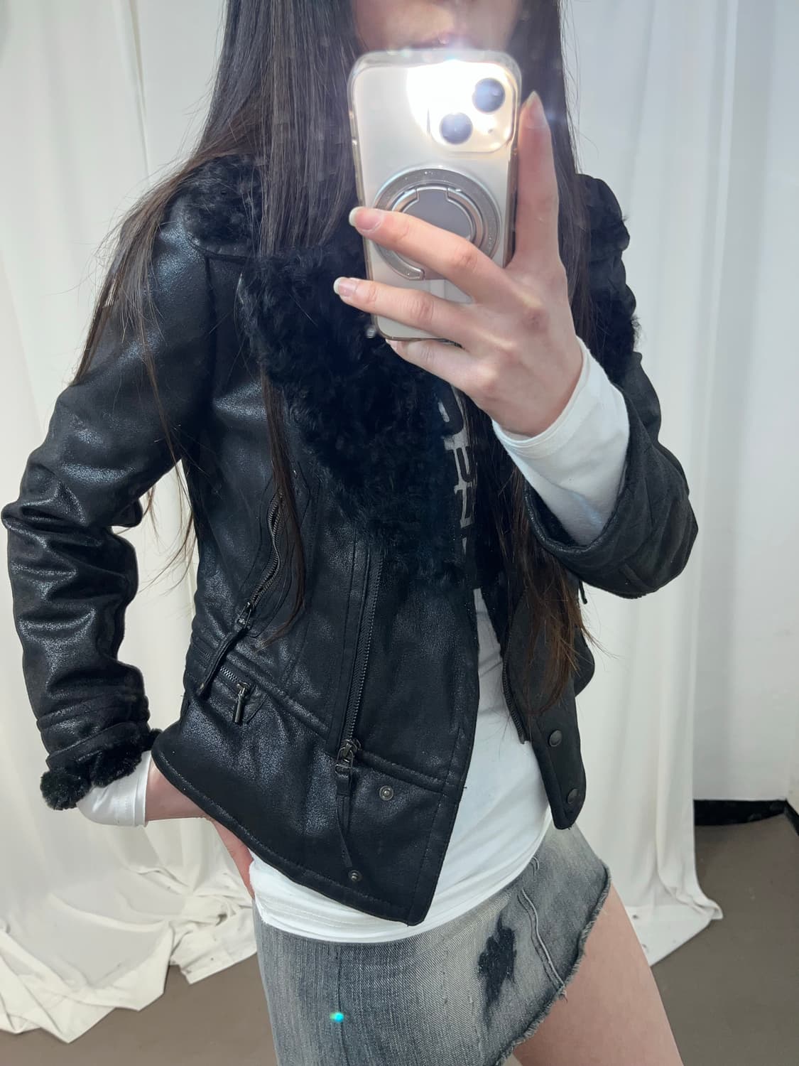 블랙 리얼 램퍼 무스탕 상품이미지4