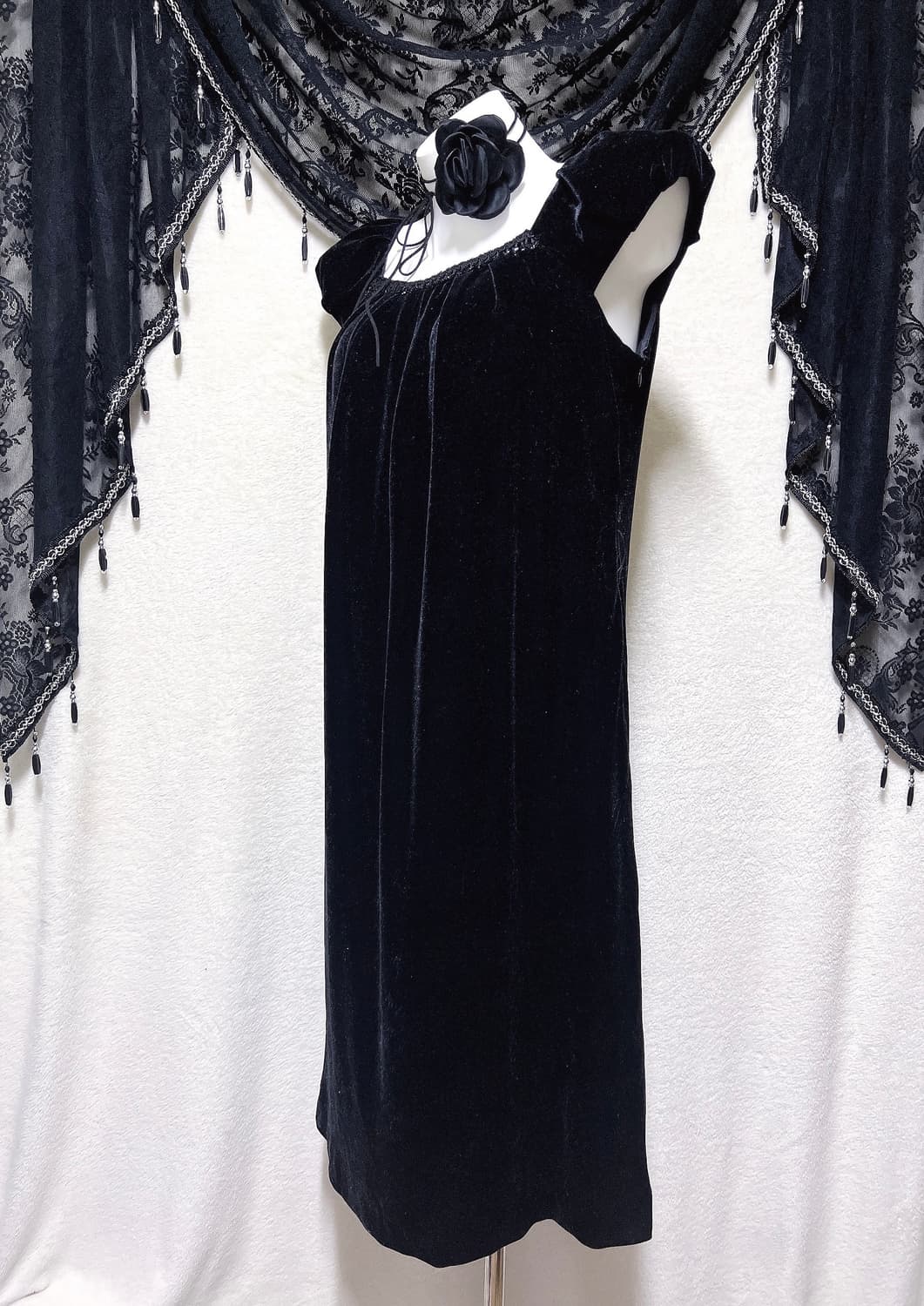 로맨틱고딕 고스룩 벨벳 블랙 원피스 파티드레스 핀터 다크페어리 슈슈룬 상품이미지6