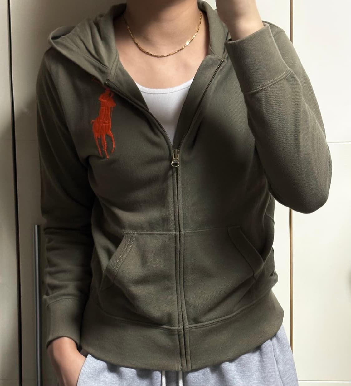 폴로 랄프로렌 빅포니 카키 후드집업 상품이미지1