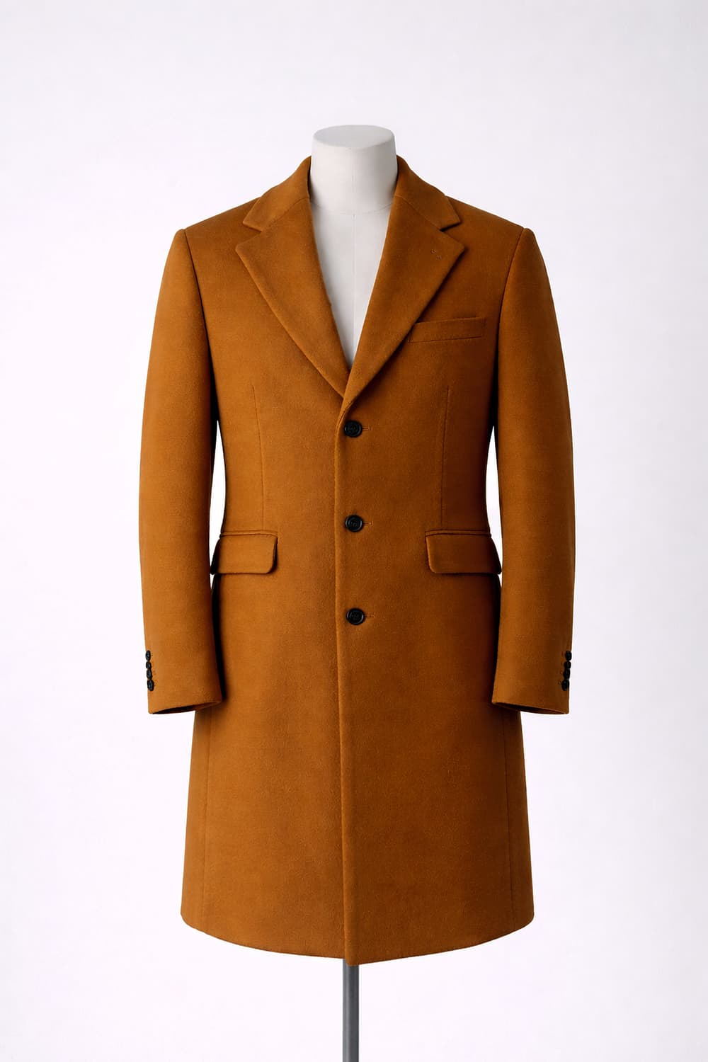 남자 세미오버핏 울 싱글 버튼  롱 코트 (카멜) 105(XL) 상품이미지1