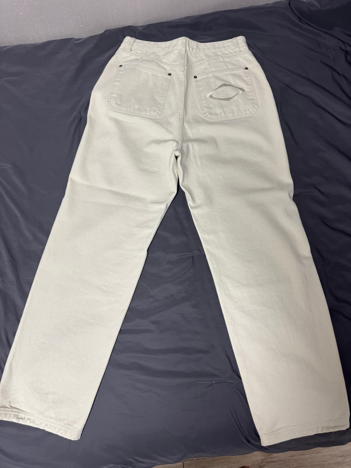 미스치프 롬버스 슬라우치 진 팬츠 바지 크림 M 상품이미지5